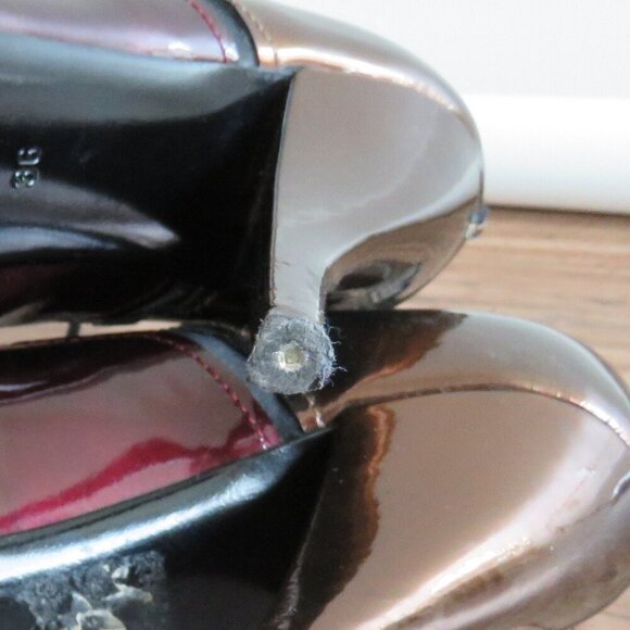 LANVIN River 2009 Collection Mirrored Patent Bronze Heel Platform Lace Up Shoes - Picture 13 of 16